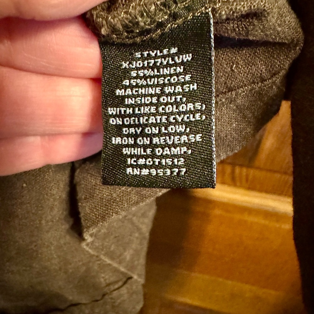 Sanctuary Utility Washed Linen or Linen Blend Jacket Size Large Dark Olive Green - Picture 9 of 9